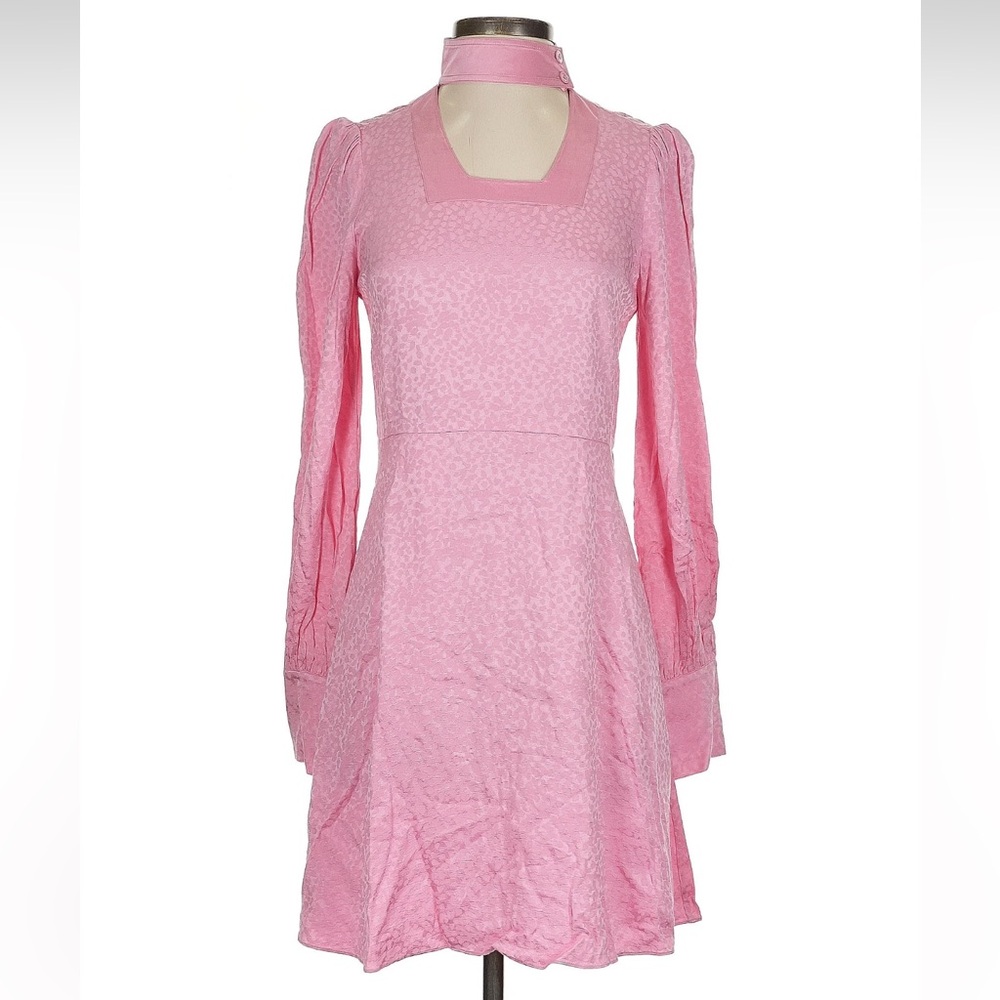 kate spade Pink Long Sleeve A-Line Dress with Choker